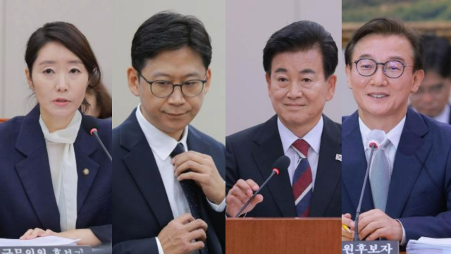 왼쪽부터 강선우 여성가족부 장관 후보자 배경훈 과학기술정보통신부 장관 후보자 정동영 통일부 장관 후보자 전재수 해양수산부 장관 후보자 사진 유대길 기자 dbeorlf123ajunewscom