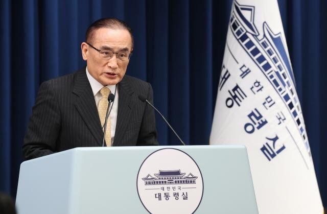 미국에서 귀국한 위성락 국가안보실장이 지난 9일 용산 대통령실에서 방미 결과에 관해 브리핑하고 있다 사진연합뉴스