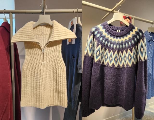 아르켓 2025 가을·겨울AW 여성용 니트 조끼왼쪽와 남성 니트 사진조현미 기자 hmchoajunewscom