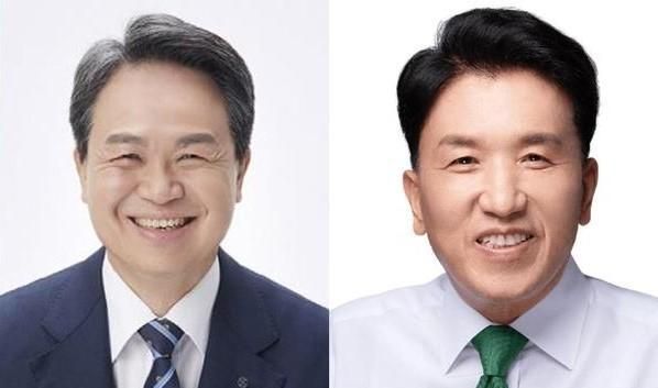 진옥동 신한금융그룹 회장왼쪽 함영주 하나금융그룹 회장 사진각 사
