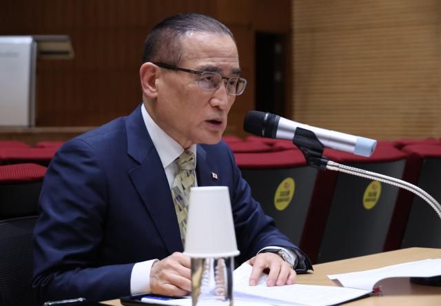 위성락 국가안보실장이 22일 서울 용산 대통령실에서 한미 한일 정상회담 등 현안 관련 기자간담회를 하고 있다사진연합뉴스