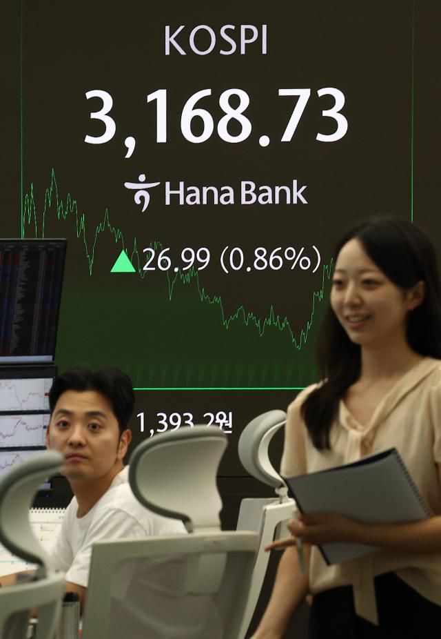 지난 22일 오후 서울 중구 하나은행 본점 딜링룸 현황판에 코스피 종가가 표시돼 있다 사진연합뉴스