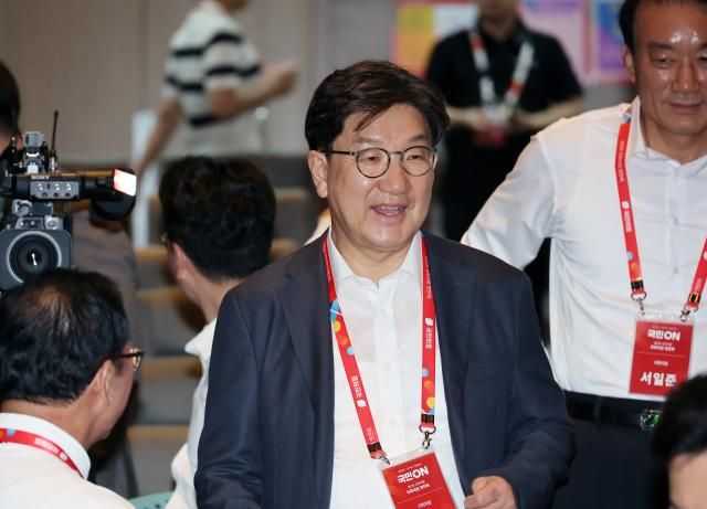 권성동 국민의힘 의원이 28일 인천국제공항공사 항공교육원에서 열린 2025 국민의힘 국회의원 연찬회에 참석하고 있다 사진연합뉴스