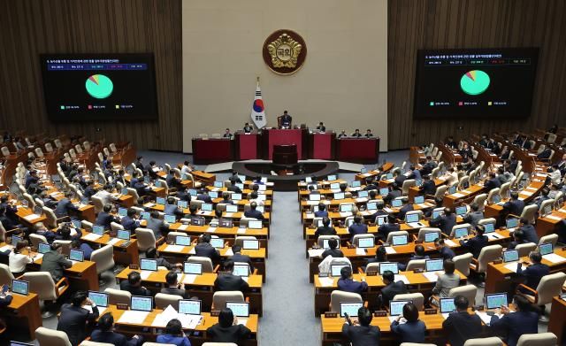 4일 국회 본회의에서 농수산물 유통 및 가격안정에 관한 법률 일부개정법률안이 통과되고 있다 사진연합뉴스