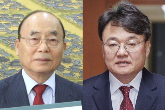 왼쪽부터이봉관 서희건설 회장 박성근 전 총리 비서실장 사진연합뉴스