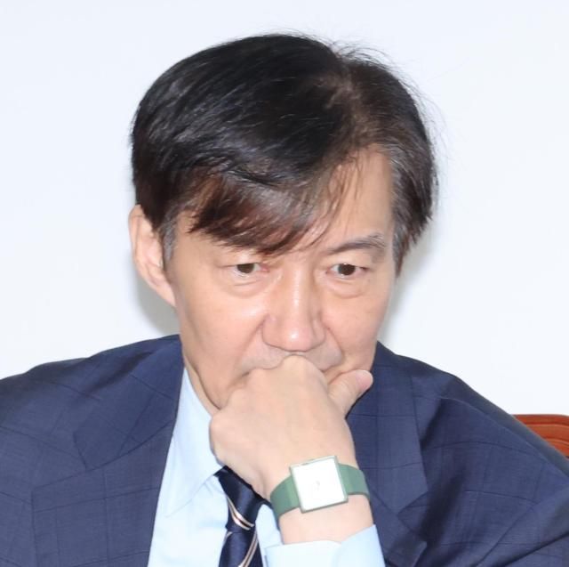 조국 조국혁신당 비상대책위원장이 18일 서울 여의도 국회에서 열린 비상대책위원회의에서 서왕진 원내대표와 대화하고 있다 사진연합뉴스