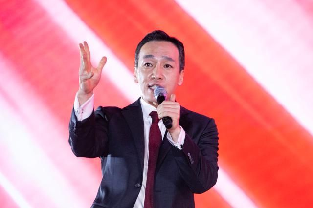 김민수 신임 국민의힘 최고위원이 8월 22일 충북 청주시 오스코에서 열린 제6차 전당대회에서 수락 연설을 하고 있다 사진연합뉴스