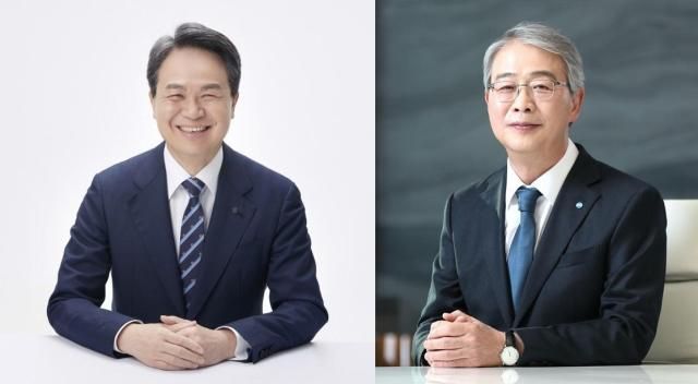 진옥동 신한금융지주 회장왼쪽과 임종룡 우리금융지주 회장 사진각 사