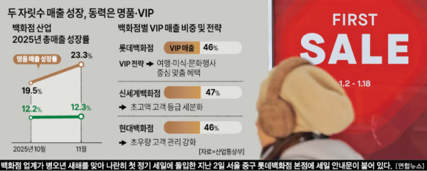 두 자릿수 매출 성장 동력은 명품·VIP 그래픽아주경제