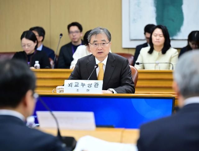 조현 외교부 장관이 지난 9일 서울 종로구 정부서울청사에서 열린 2026년 한국국제협력단 업무보고에서 발언하고 있다 사진연합뉴스