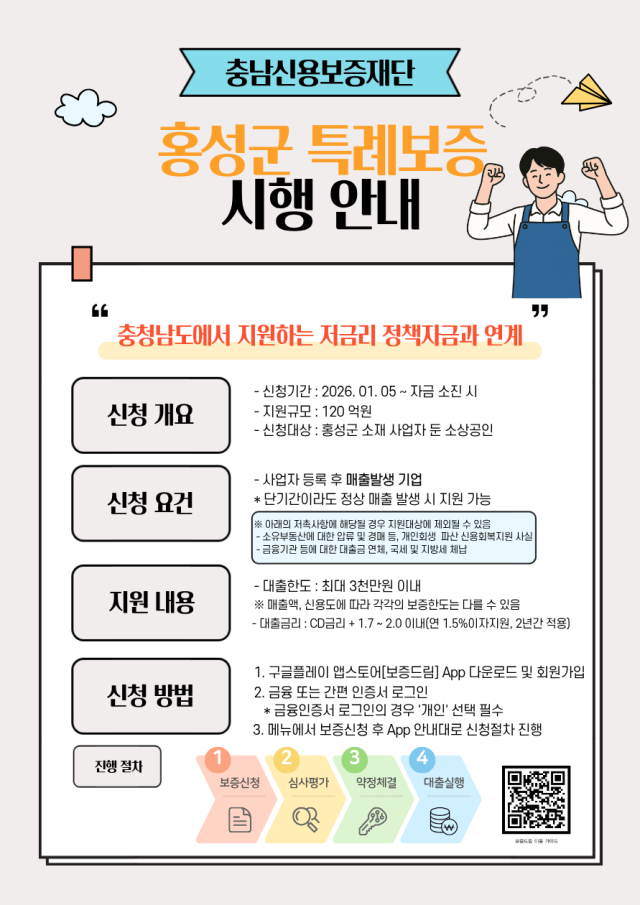 소상공인 특례보증으로 금융부담 완화 홍보물사진홍성군