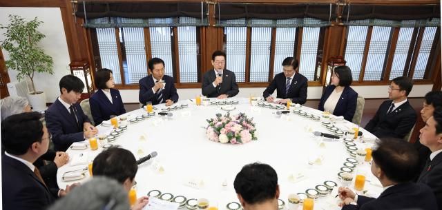 이재명 대통령이 16일 청와대 상춘재에서 열린 정당 지도부 초청 오찬에서 발언하고 있다 사진연합뉴스