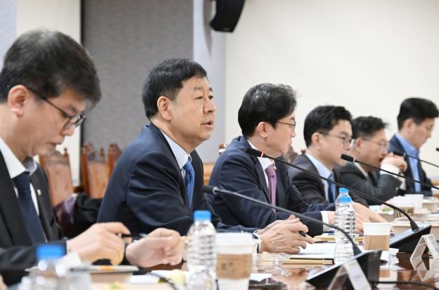 구윤철 부총리 겸 재정경제부 장관이 13일 서울 중구 은행연합회에서 열린 시장상황 점검회의를 주재하고 있다 사진재정경제부