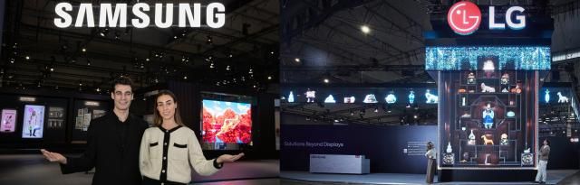 삼성전자와 LG전자는 36일현지시간 스페인 바르셀로나에서 열린 ISE 2026에 참가해 상업용 디스플레이와 B2B 솔루션을 대거 공개했다 사진각 사