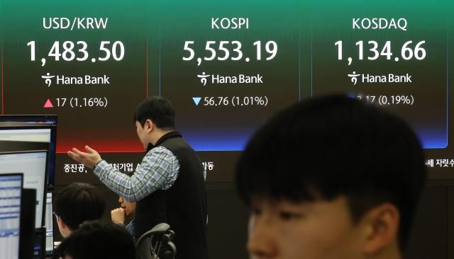 12일 오전 서울 중구 하나은행 딜링룸에 코스피와 코스닥 원달러 환율이 표시되고 있다 사진연합뉴스