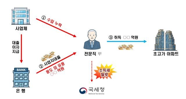 사업자 대출과 수입금액을 누락한 자금으로 초고가 아파트를 취득한 사례 개요자료국세청