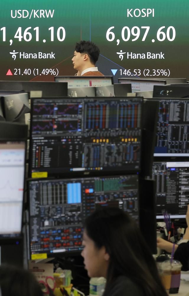 3일 서울 중구 하나은행 본점 딜링룸 현황판에 코스피 등이 표시돼 있다 사진연합뉴스