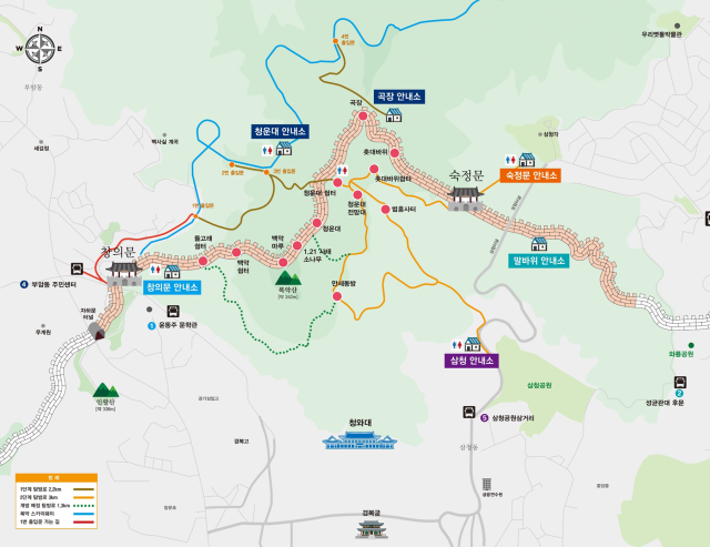 북악산 탐방로 지도 이미지대통령경호처