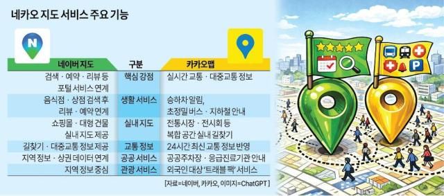 네카오 지도 서비스 주요 기능그래픽아주경제