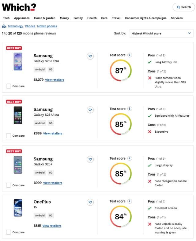 소비자연맹지 사이트 캡쳐 사진삼성전자