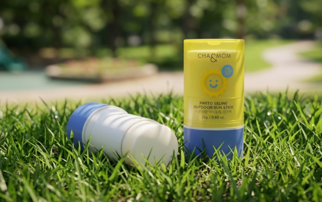 스틱 형태라 어디서나 위생적으로 쓸 수 있고 논나노 무기자차 성분으로 피부 부담이 적은 치앤맘의 피토세린 야외놀이 선스틱 사진조현미 기자