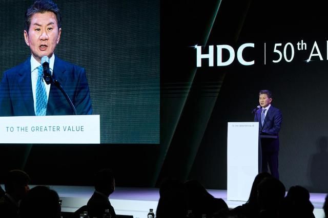 정몽규 HDC그룹 회장이 18일 서울 용산구 드래곤시티에서 열린 에서 발언하고 있다 사진연합뉴스