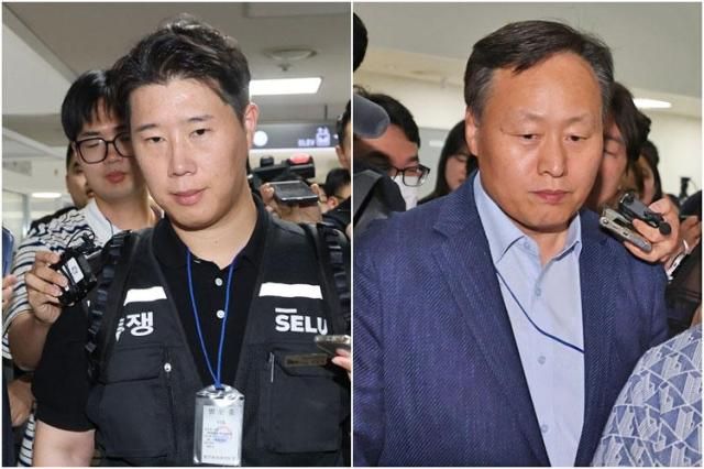 삼성그룹 초기업노동조합 삼성전자지부 최승호 위원장왼쪽과 삼성전자 사측 대표교섭위원인 여명구 DS반도체 부문 피플팀장이 18일 정부세종청사 중앙노동위원회에서 열린 2차 사후조정 첫날 회의를 마치고 나와 취재진의 질문에 답한 뒤 협상장을 떠나고 있다 사진연합뉴스