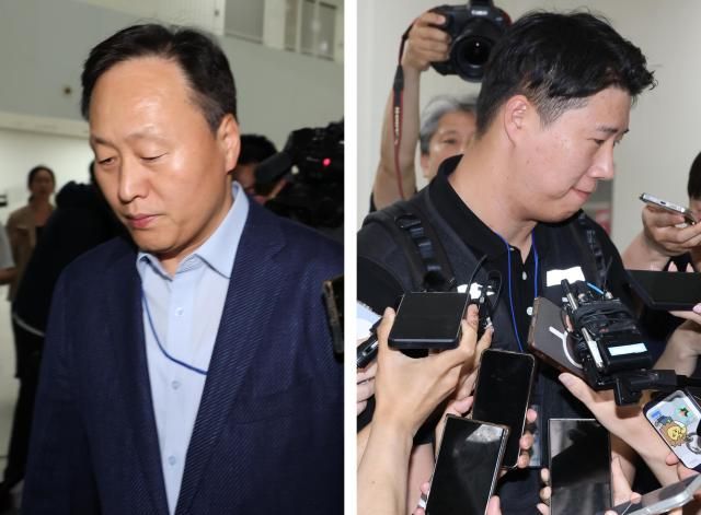 삼성전자 사측 대표교섭위원인 여명구 DS반도체 부문 피플팀장왼쪽과 삼성그룹 초기업노동조합 삼성전자지부 최승호 위원장오른쪽이 18일 정부세종청사 중앙노동위원회에서 열린 2차 사후조정 첫날 회의를 마친 뒤 협상장을 떠나고 있다 사진연합뉴스