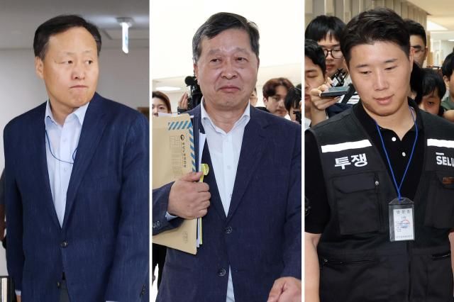 사측 대표교섭위원인 여명구 삼성전자 DS반도체 부문 피플 팀장 박수근 중앙노동위원장 노측 대표교섭위원인 최승호 삼성그룹 초기업노동조합 삼성전자지부 위원장 사진연합뉴스
