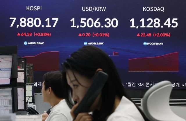 22일 오전 서울 중구 우리은행 본점 딜링룸 모습 사진연합뉴스