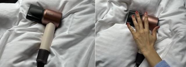 기자의 한 손 안에 다 들어올 정도로 작은 크기의 휴대성을 높인 다이슨 슈퍼소닉 트래블 헤어드라이어 사진박진영 기자