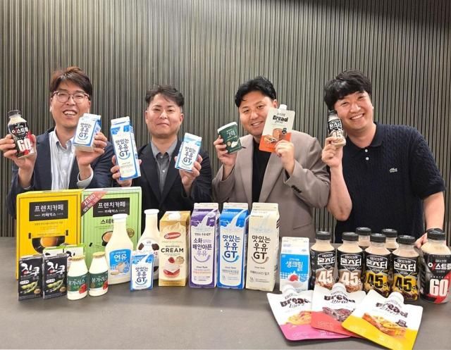 남양유업 푸드서비스FS 사업부문 직원 인터뷰 현장 모습 왼쪽부터 김덕용 영업1팀 과장 윤주원 기획팀장 김동희 부문장 이수환 영업2팀 과장사진남양유업 