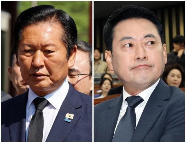 정청래 더불어민주당 대표왼쪽가 12일 광주 북구 국립5ㆍ18민주묘지에서 참배를 마치고 발언하고 있다장동혁 국민의힘 대표가 지난 10일 원내대표 선출 선거 의원총회에서 생각에 잠겨 있다 사진연합뉴스