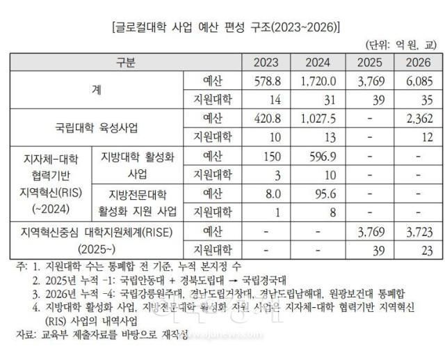 글로컬대학 예산 편성 구조 자료국회예산정책처