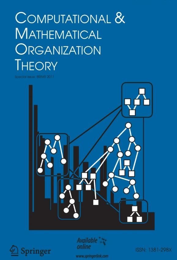 SPC효과성 분석 연구_국제 SSCI 학술지 Computational and Mathematical Organization Theory 표지사진사회적가치연구원
