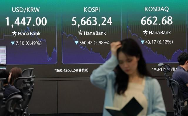 29일 서울 중구 하나은행 본점 딜링룸 현황판에 코스피 지수와 주요 지수가 표시되고 있다 이날 코스피 지수는 전 거래일 대비 36042포인트598 내린 566324에 장을 마감했다 코스닥 지수는 전장보다 4317포인트612 하락한 66268로 거래를 마쳤다 사진연합뉴스