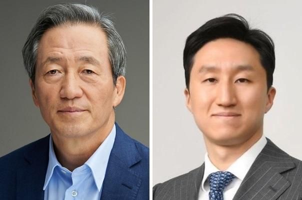 HD현대 최대 주주인 정몽준 아산재단 이사장왼쪽과 정기선 HD현대 사장 사진HD현대 