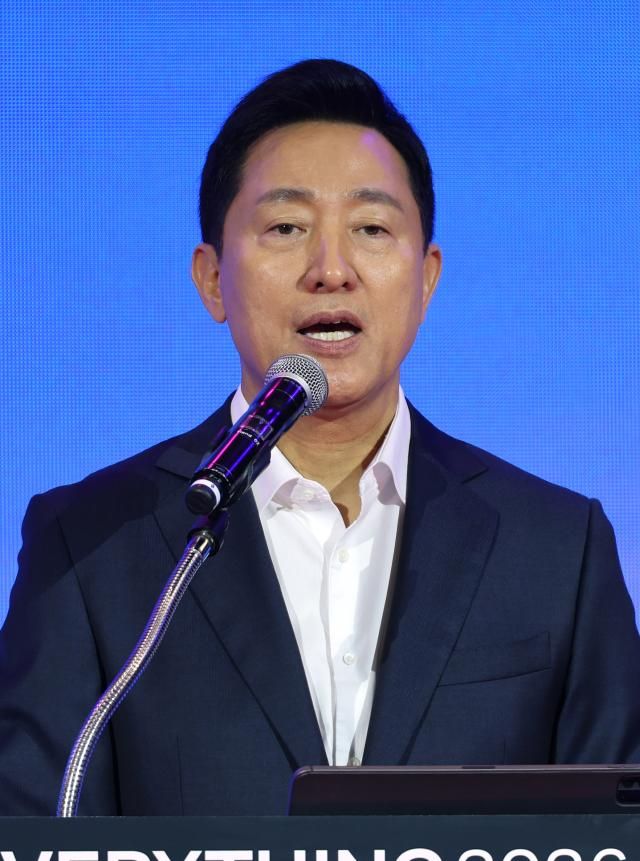 오세훈 서울시장이 9일 서울 중구 동대문디자인플라자에서 열린 스타트업 박람회 2026 트라이 에브리싱 개막식에서 인사말을 하고 있다 사진연합뉴스