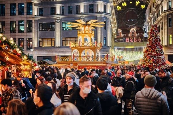 상하이 독일 크리스마스 마켓의 풍경
