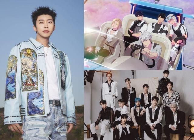 왼쪽부터 임영웅 플레이브 JO1 사진블래스트플레이브 물고기컴퍼니임영웅 LAPONE엔터테인먼트제이오원