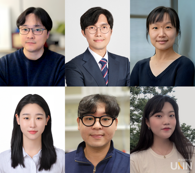 위 왼쪽부터 아주대 서성은 교수, UNIST 곽원진 교수, 미국 오벌린칼리지 슈밍 첸 교수, 아래 왼쪽부터 아주대 대학원 에너지시스템학과 황지원 학생(석사과정), 아주대 차세대에너지과학연구소 최명수 연구원, 아주대 대학원 에너지시스템학과 최하은 학생(석박사 통합과정).