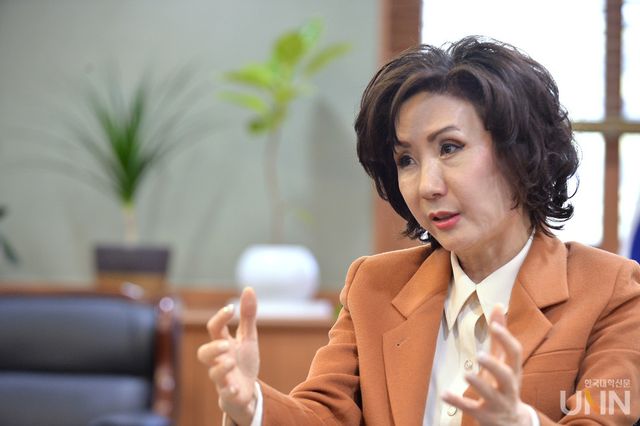 이진숙 총장은 모교에 대한 사랑이 충남대 총장으로서 열심히 일할 수 있는 동력이라고 밝혔다. (사진=한명섭 기자)