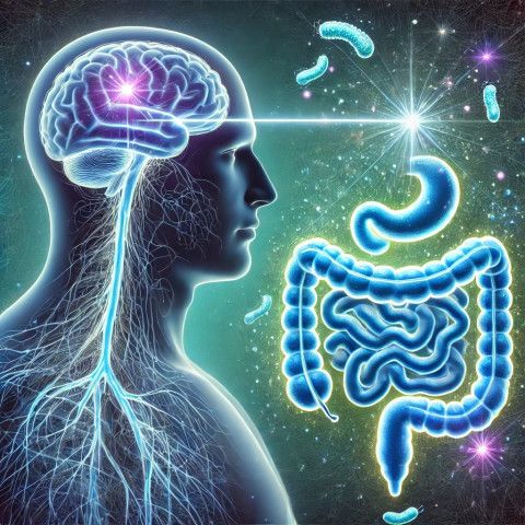 치매 유산균(NVP-2106)의 장-뇌 축(Gut-Brain Axis) 조절 개념의 시각적 표현(출처: ChatGPT 생성 이미지)