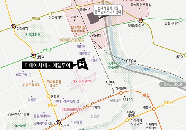 ['디에이치 대치 에델루이' 위치도]