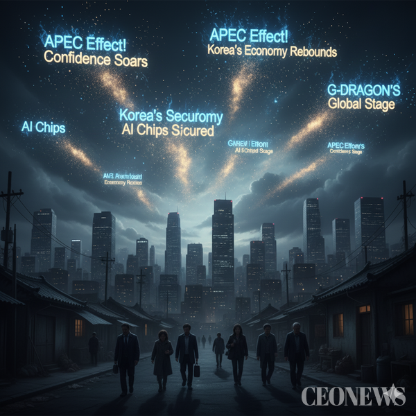 2025년 11월 4일, 한국은행이 발표한 뉴스심리지수(ESI)가 4년 3개월 만에 최고치를 기록했다. 경주에서 막을 내린 APEC(아시아태평양경제협력체) 정상회의의 '긍정 효과'가 수치로 가시화된 순간이었다. &nbsp;'지드래곤'의 화려한 무대, '로봇 나비'의 미래지향적 전시, 그리고 '젠슨 황'의 GPU 26만 장 확보라는 가시적 성과. 그 뒤에 드리워진 그림자까지, 냉철한 시선으로 APEC 경주 회의의 명과 암을 해부한다.