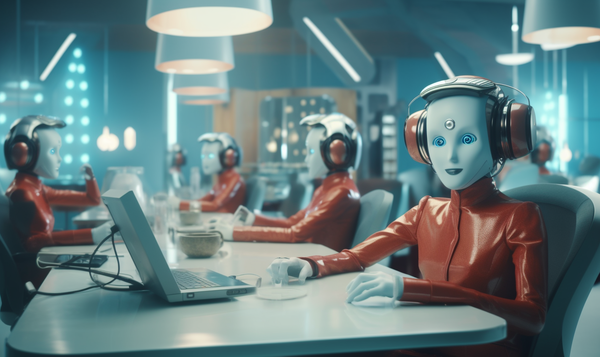 사진=고객센터에서 상담하는 AI 로봇 (센머니 제작)