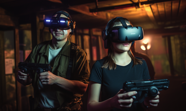 사진=VR게임을 플레이하고 있는 고객 (센머니 제작)