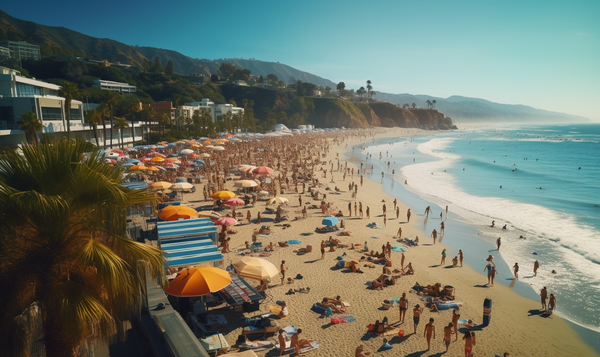 사진=북적대는 캘리포이나 해변가 (센머니 제작)