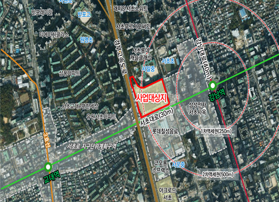 서초진흥아파트 정비구역 지정 및 정비계획 변경 경관심의(안) 대상지(자료=서울시)