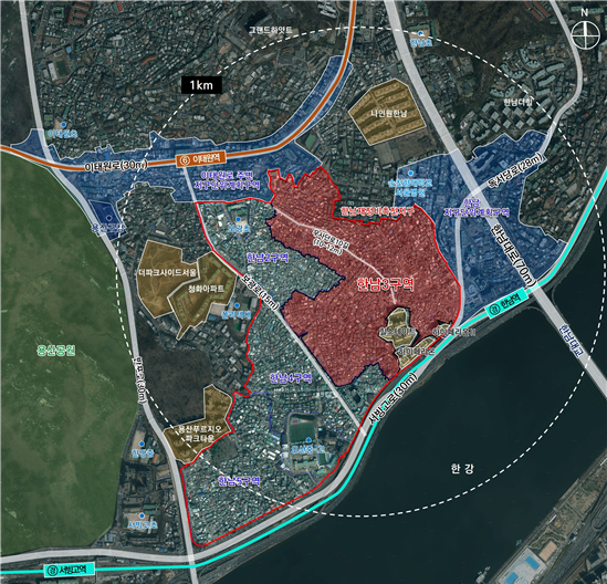 한남3재정비촉진구역 재정비촉진계획 변경(안) 위치도(자료=서울시)